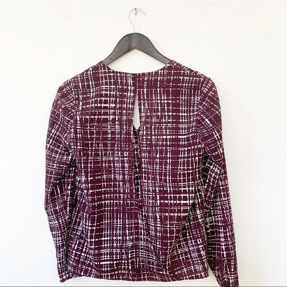 Banana Republic Factory Burgundy White Blouse - Picture 8 of 10